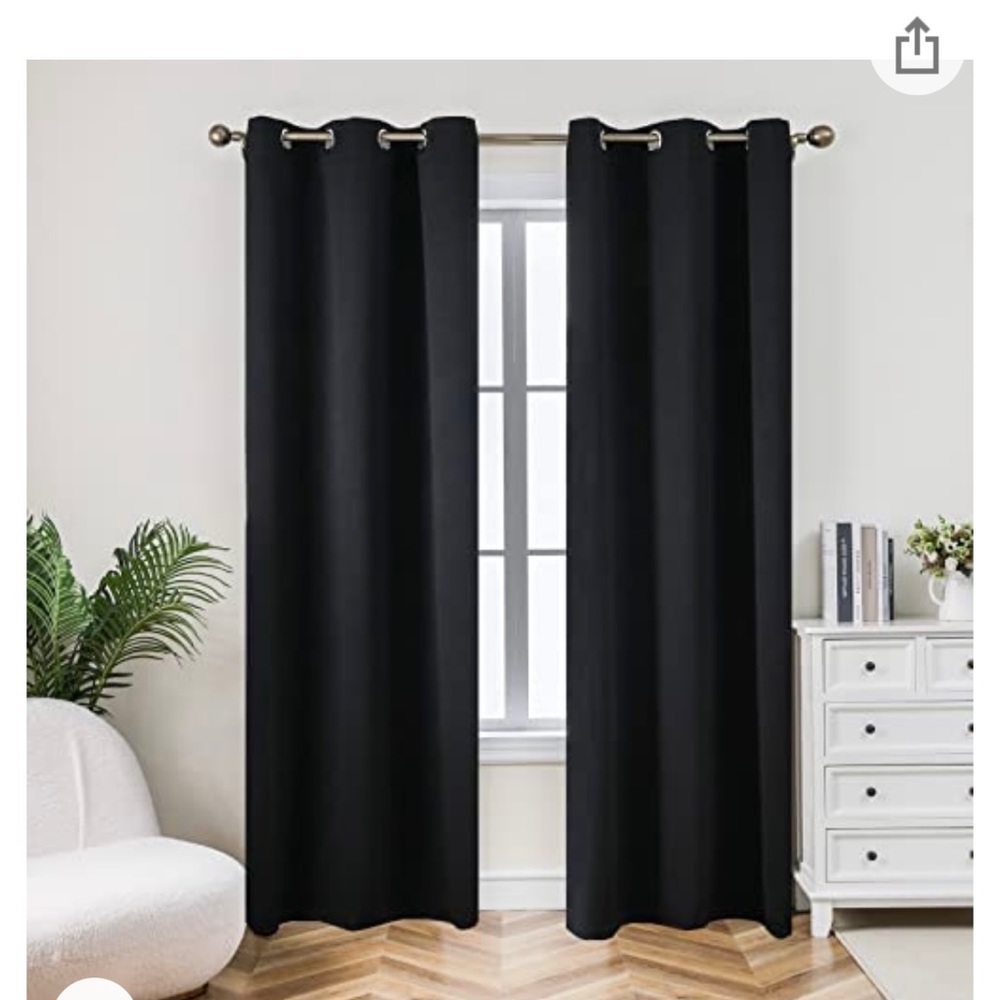 Room darkening curtains, 2 panels, black